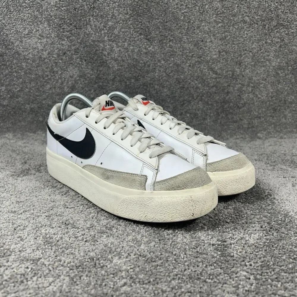 Nike Blazer Low DJ0292-101 Women’s Size 9.5 White Black Platform Shoes Used